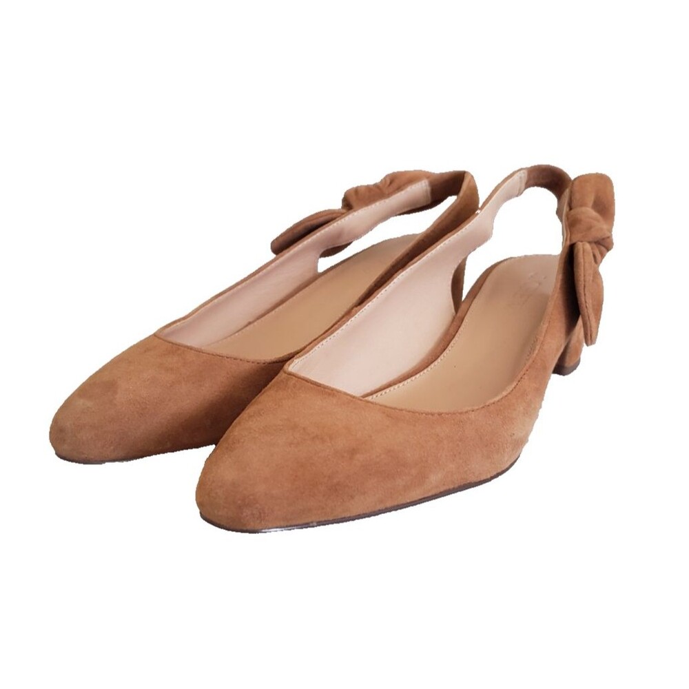 $148 J.Crew Slingback bow pumps (40mm) in Brown Suede Women's Size 7
